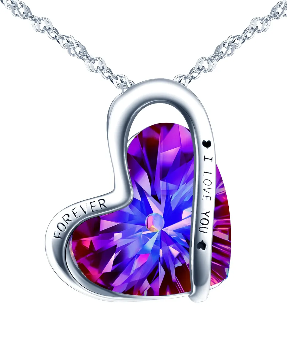 INFINIONLY Cuore dell'Oceano collana cuore argento viola 45 cm