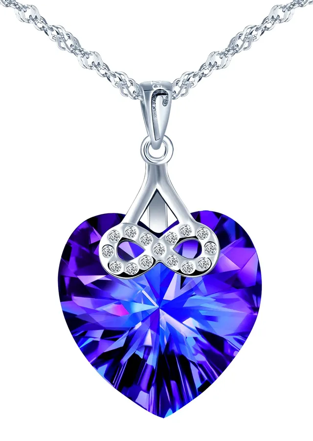 INFINIONLY Fashion Collana Cuore Cristallo Viola Argento 925