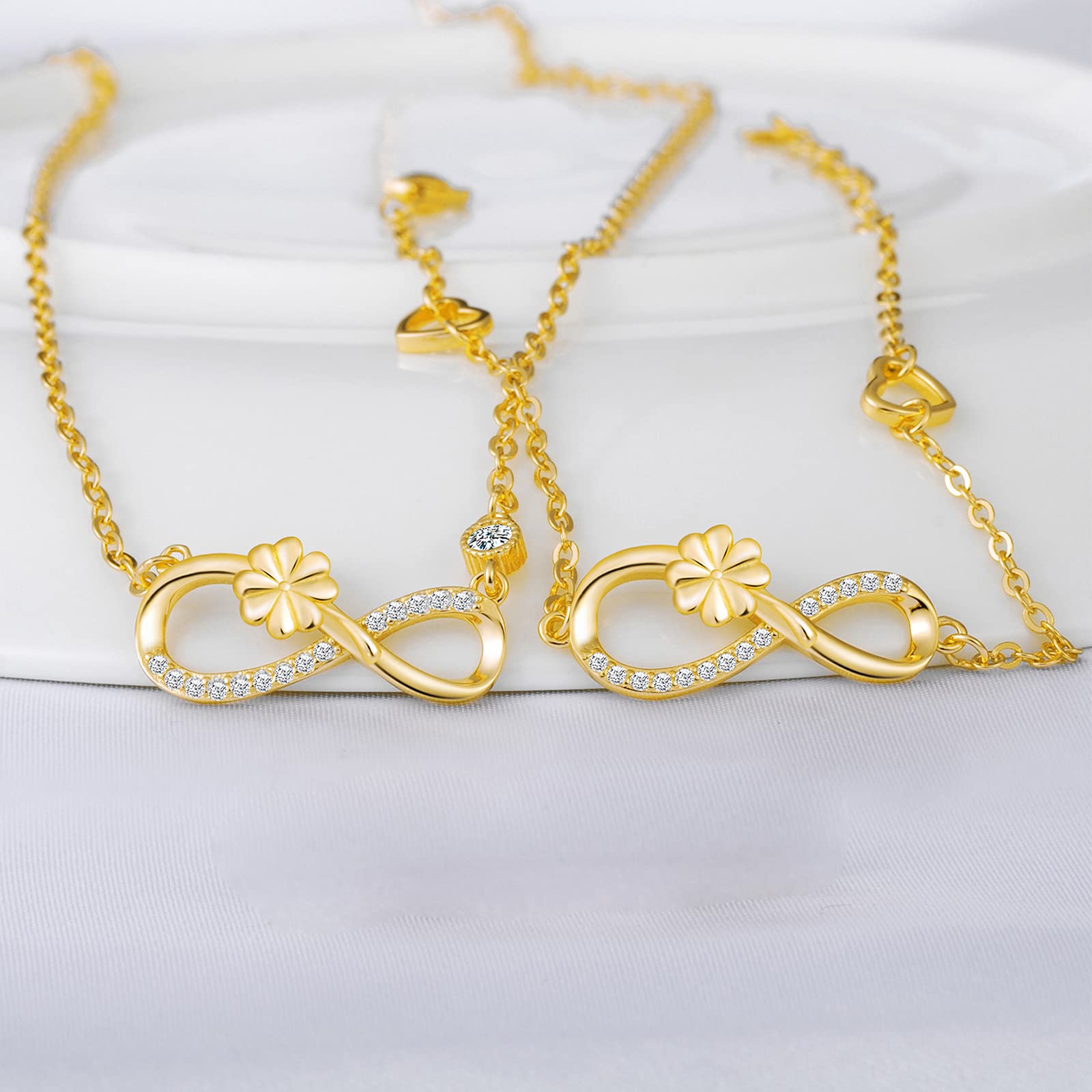 INFINIONLY Fashion Parure B Infinito Trifoglio Argento Oro