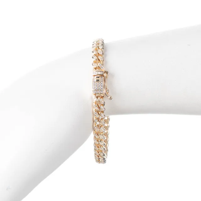 Chic Ad Hoc Bracciale Groumette oro con zirconi pavé