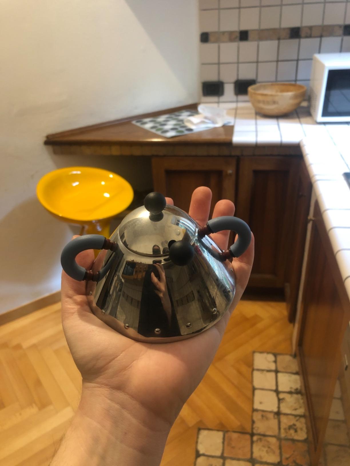 Alessi 9097 zuccheriera azzurra acciaio con cucchiaino