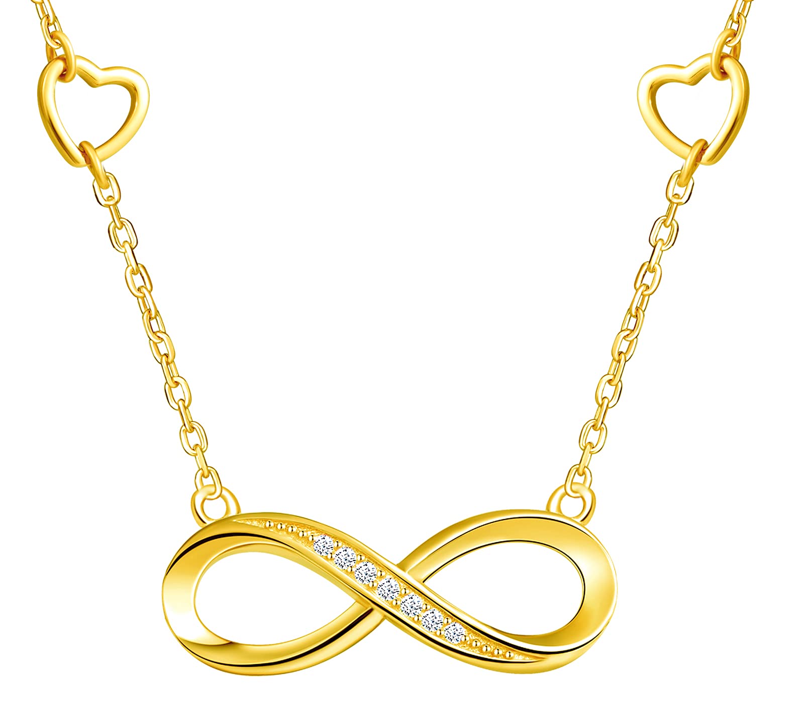 INFINIONLY Fashion Collana Infinito Cuore Argento 925 Zirconi