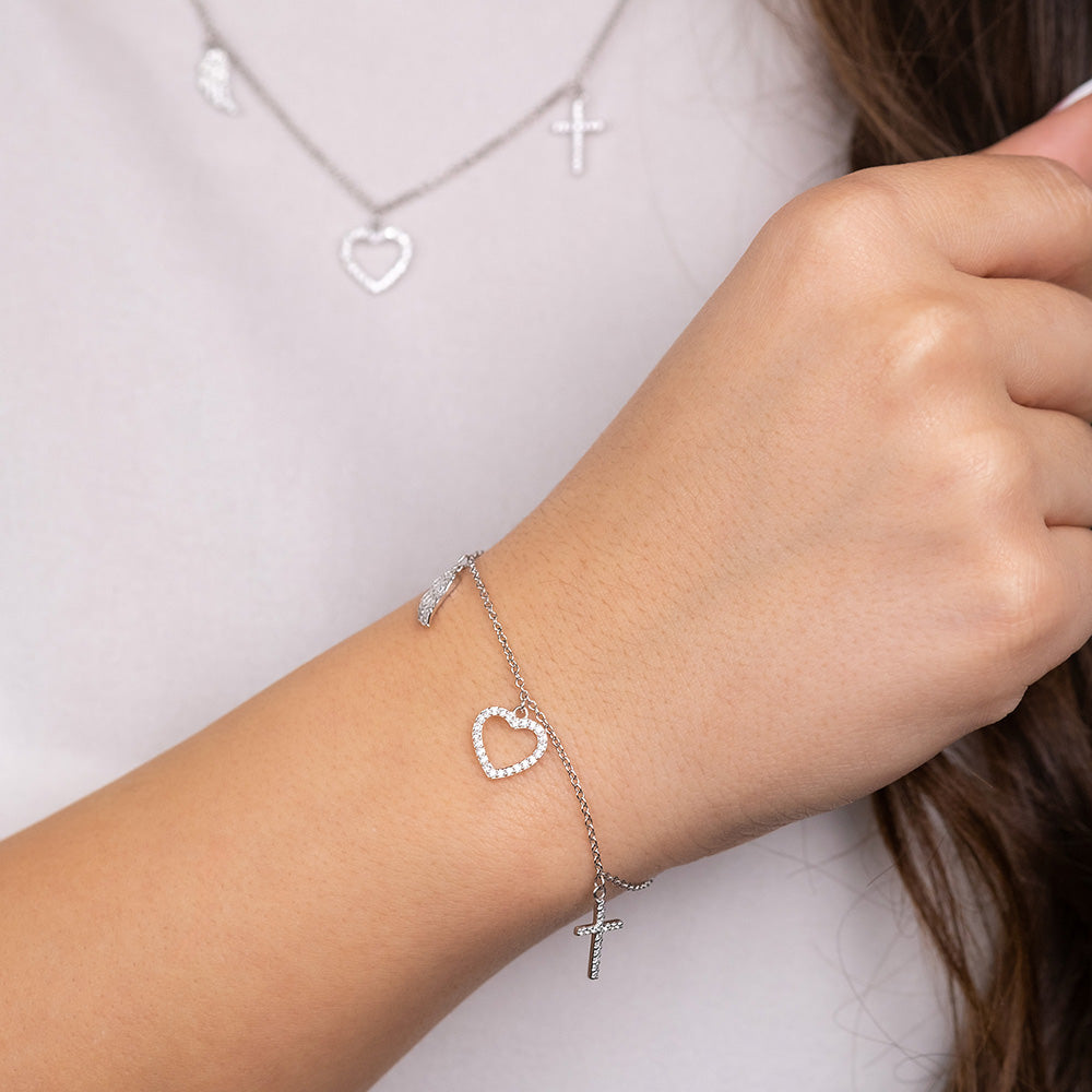 Engelsrufer bracciale argento 925 fede amore zirconi