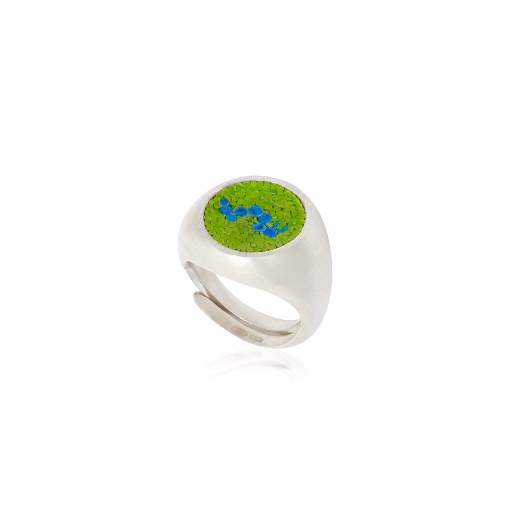 Le Sibille Bruco Anello chevalier argento 925 regolabile