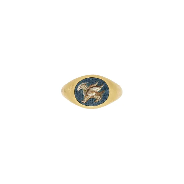 Le Sibille Grifone anello oro giallo 18 ct mosaico romano