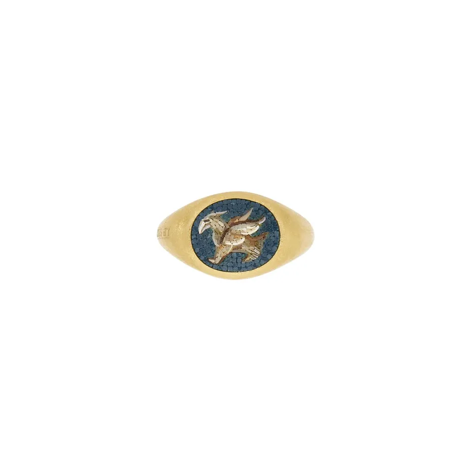 Le Sibille Grifone Ring anello oro 18kt mosaico romano