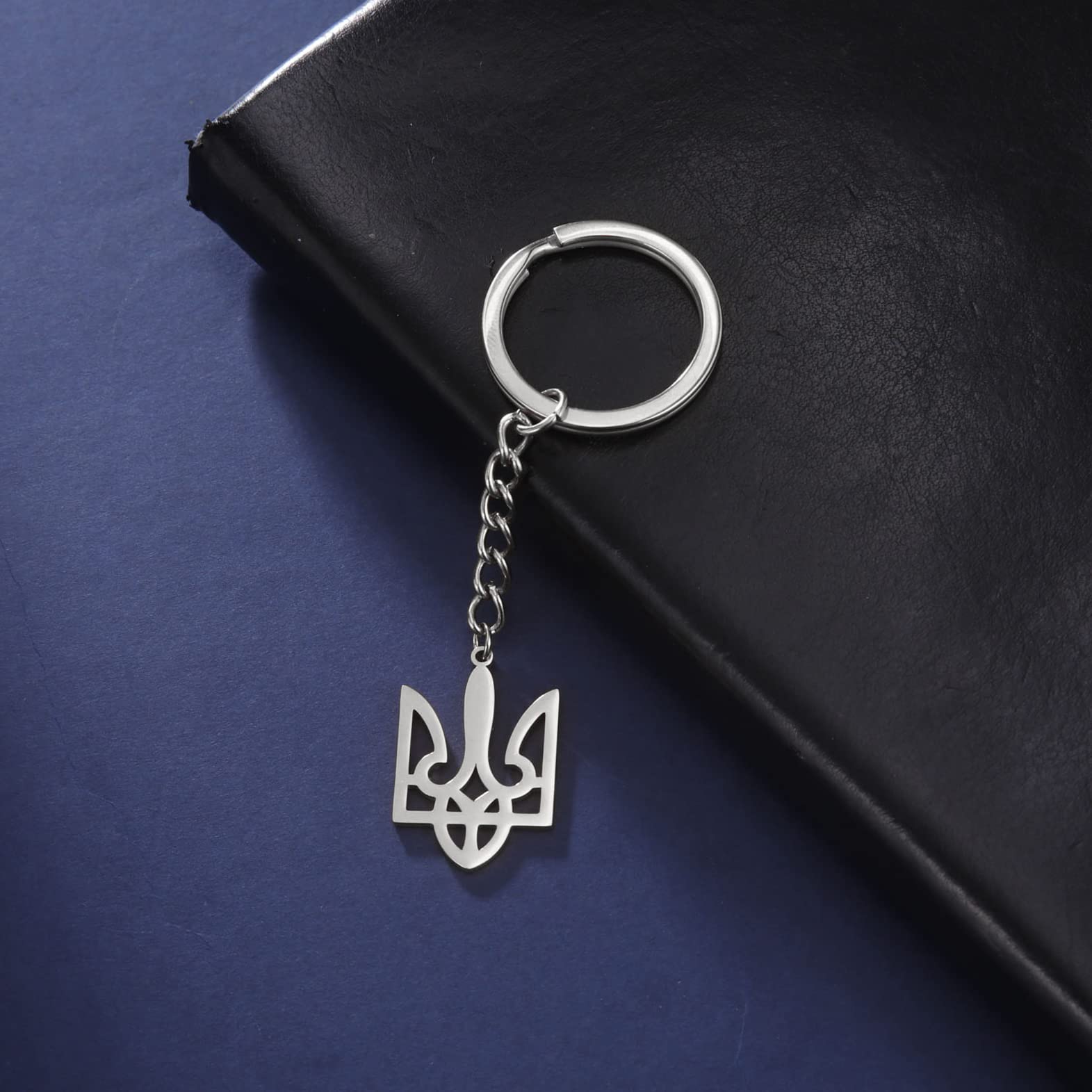 EUEAVAN Keyrings Portachiavi Tridente Ucraina Argento