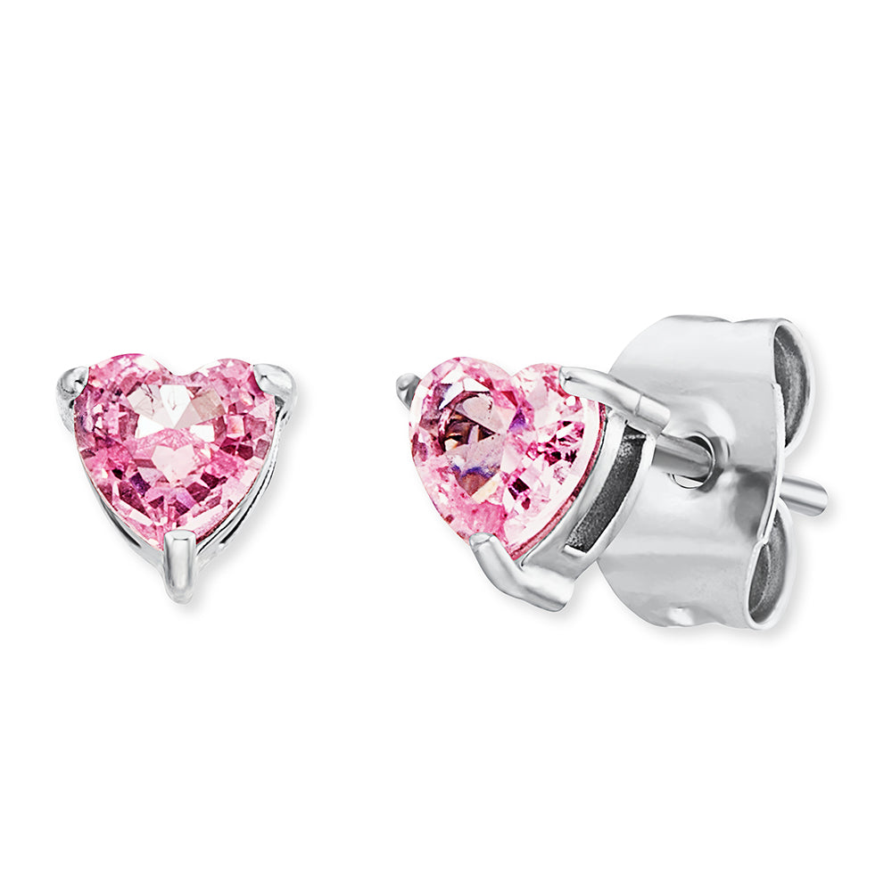 Engelsrufer Orecchini Bimba Cuore Zirconia Rosa Acciaio
