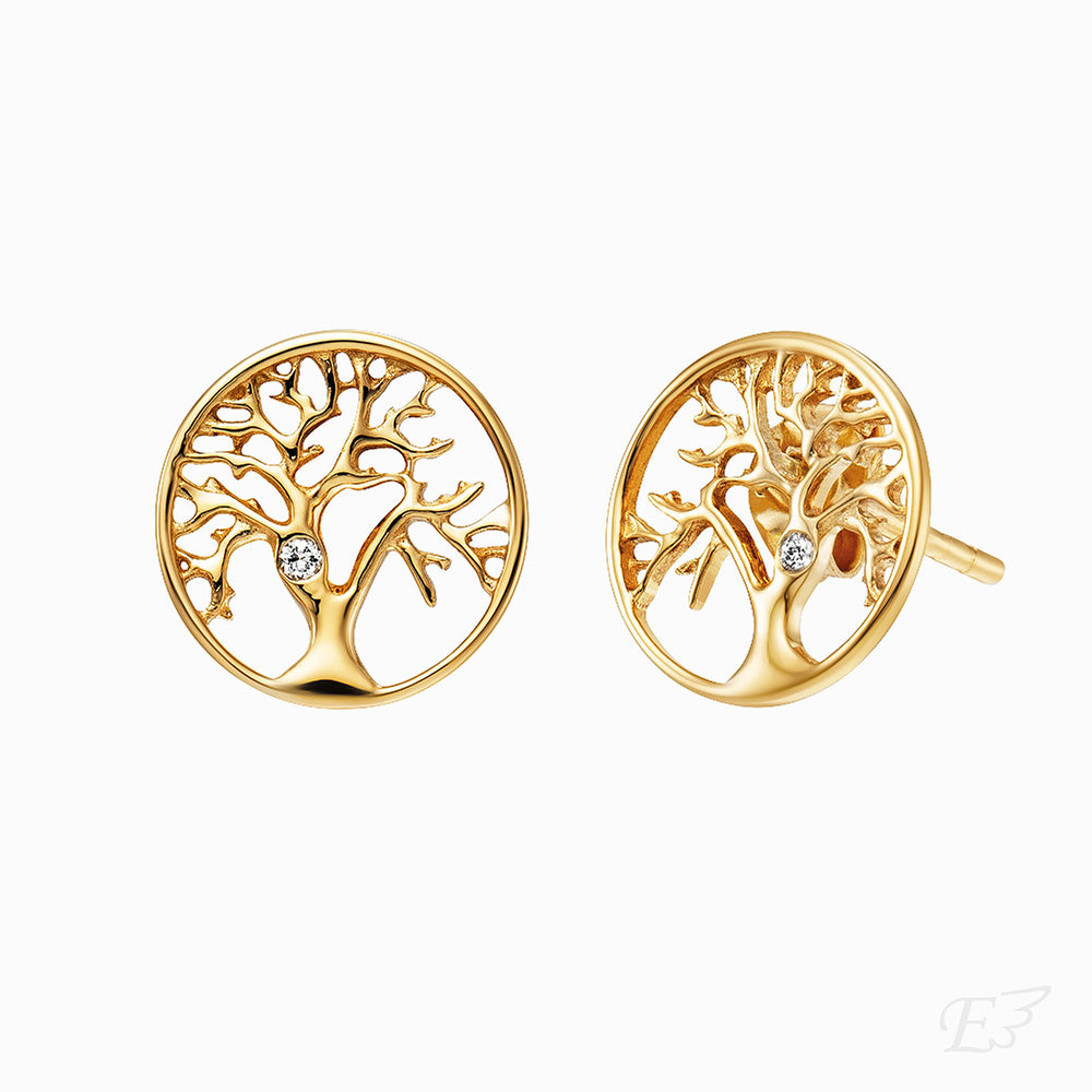 Engelsrufer Lebensbaum Ohrstecker orecchini oro 375 diamante