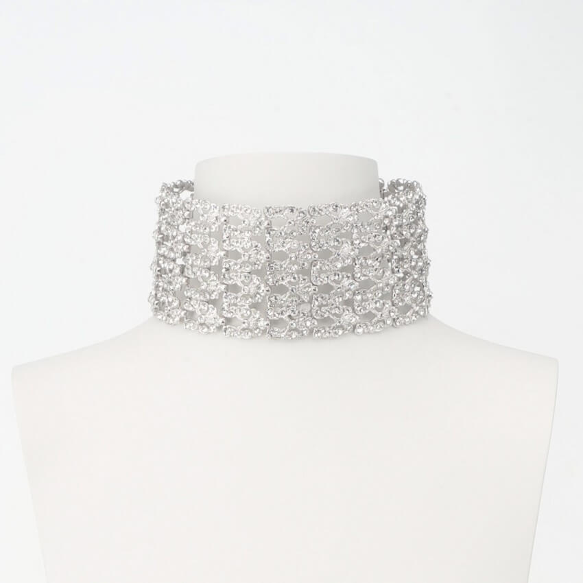 Chic Ad Hoc Collane choker cristallo argento collana