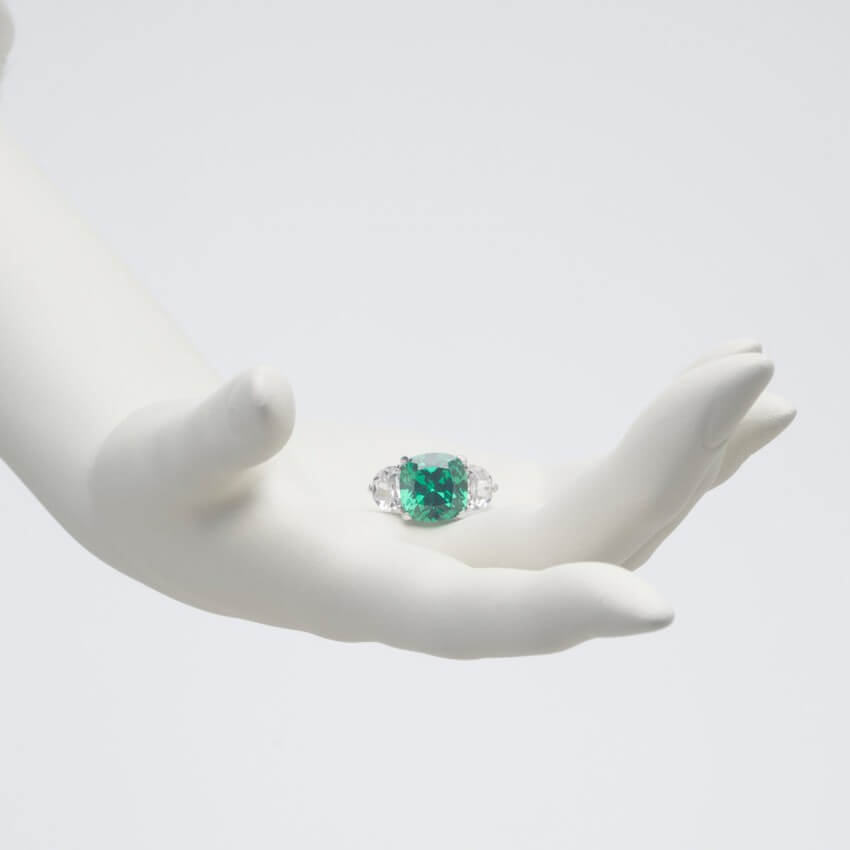 Chic Ad Hoc Anello cocktail argento smeraldo