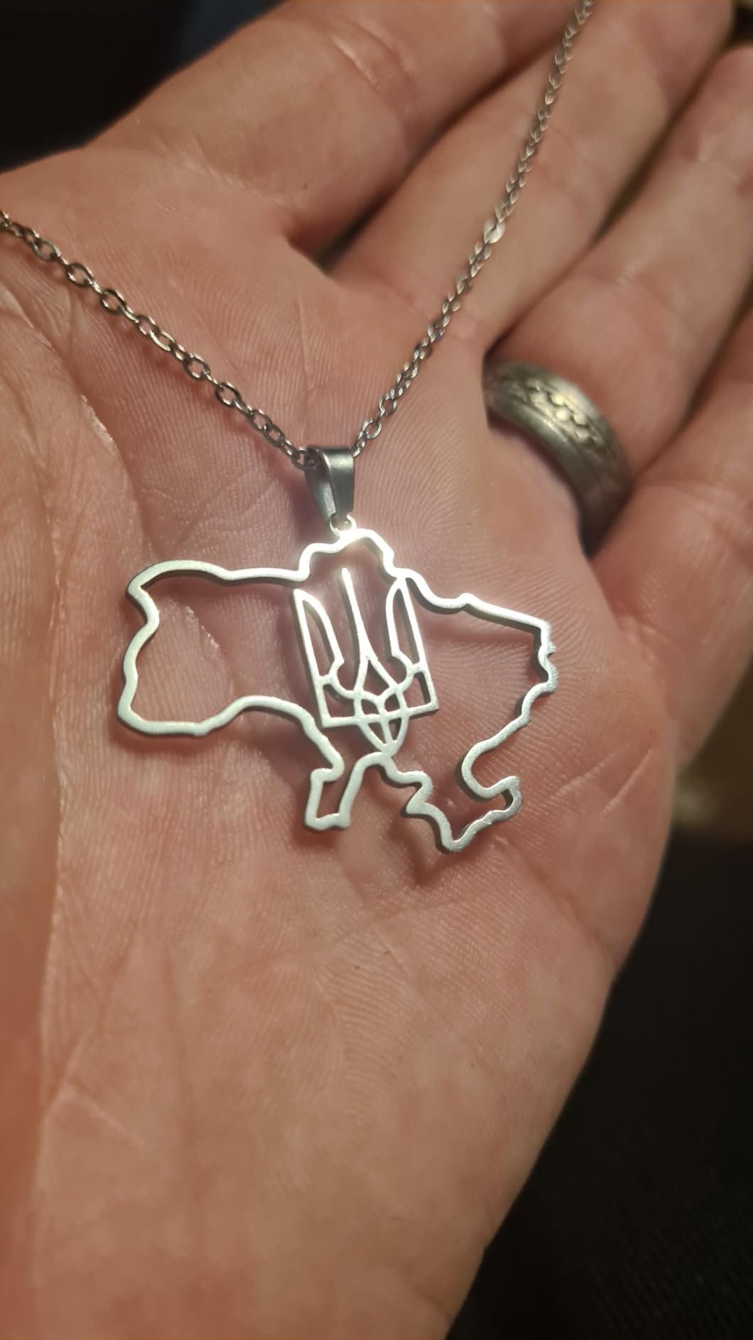 EUEAVAN mappa Ucraina collana acciaio silver3 patriottica