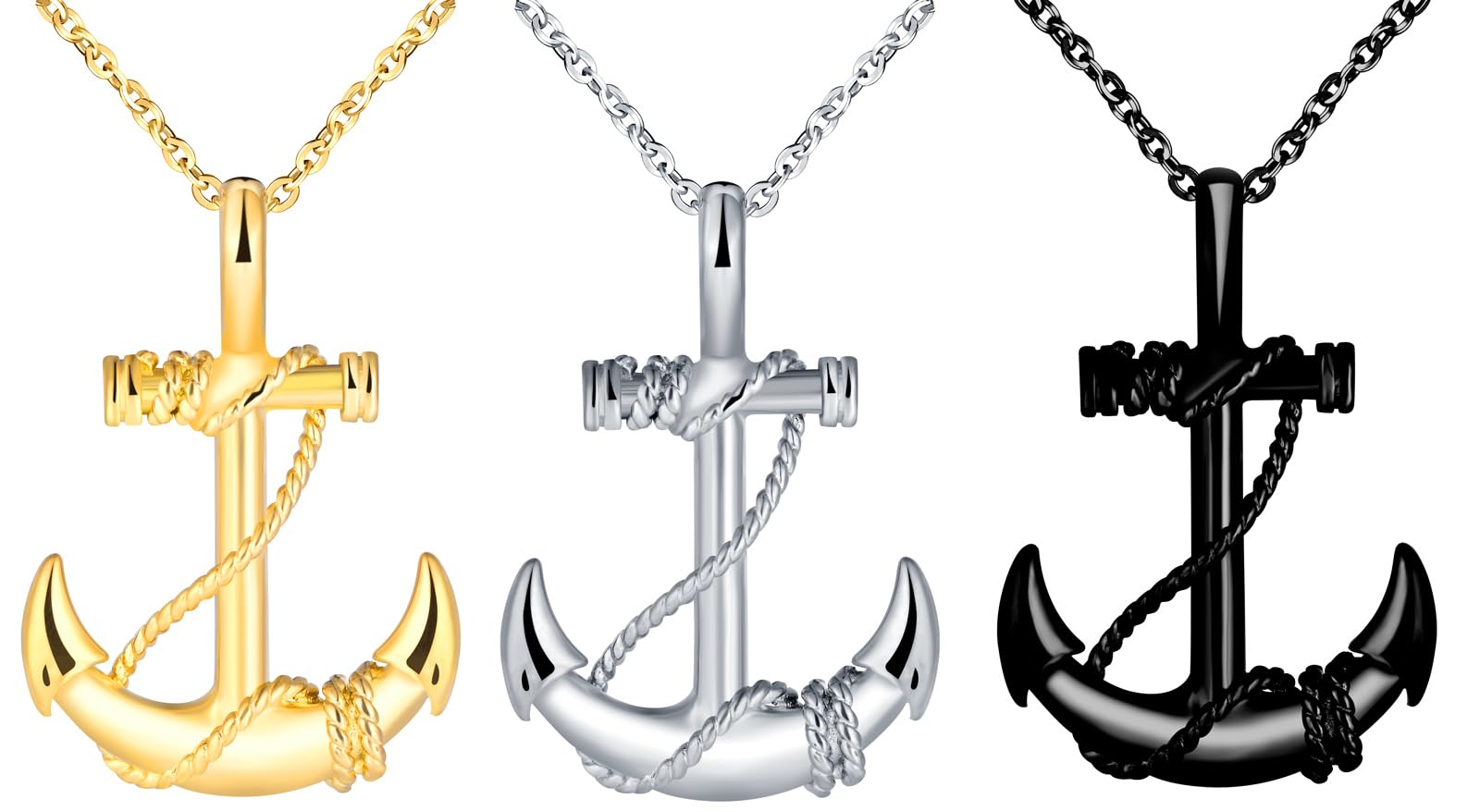 INFINIONLY Fashion collana ancora acciaio argento uomo