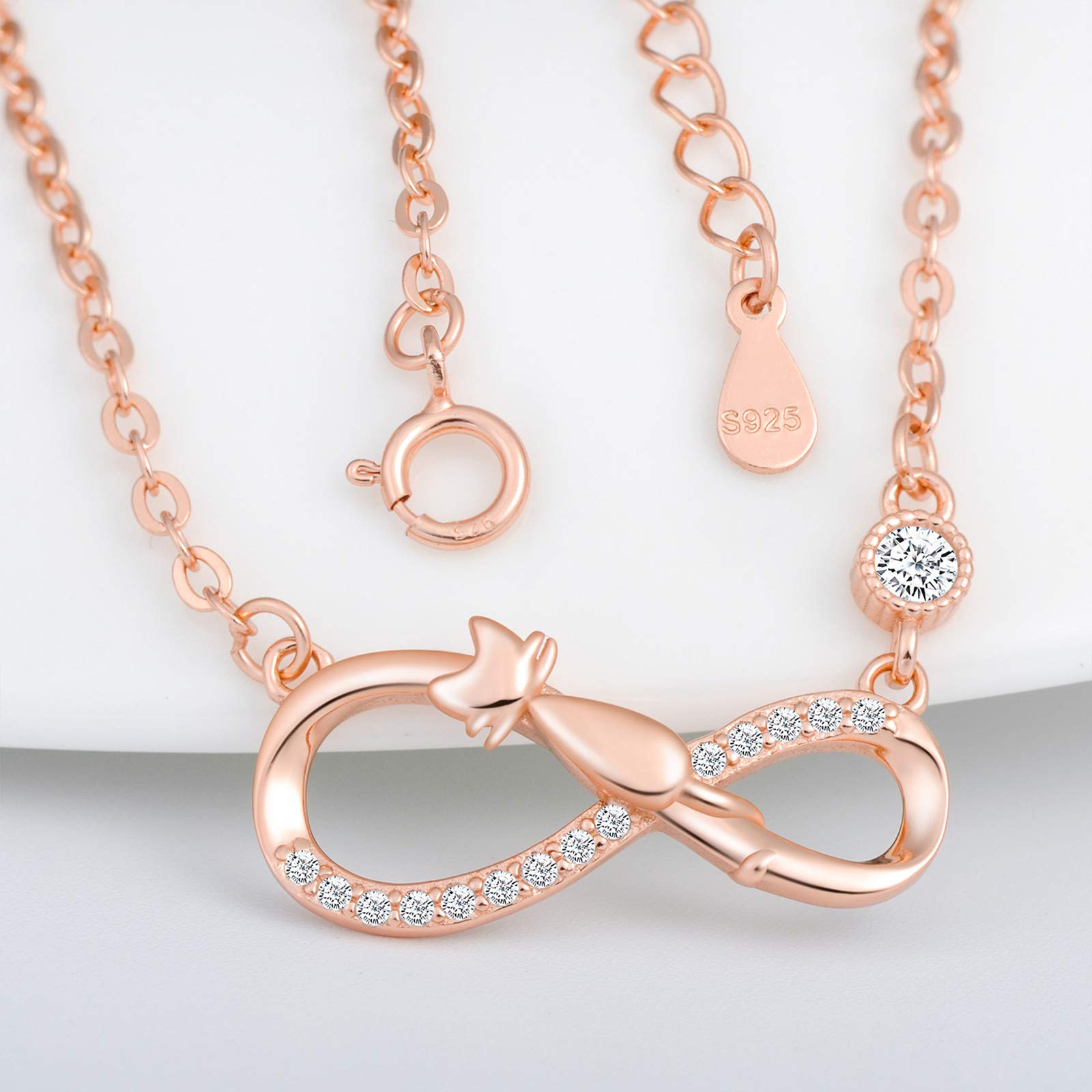 INFINIONLY Fashion Necklaces collana oro rosa infinito gatto