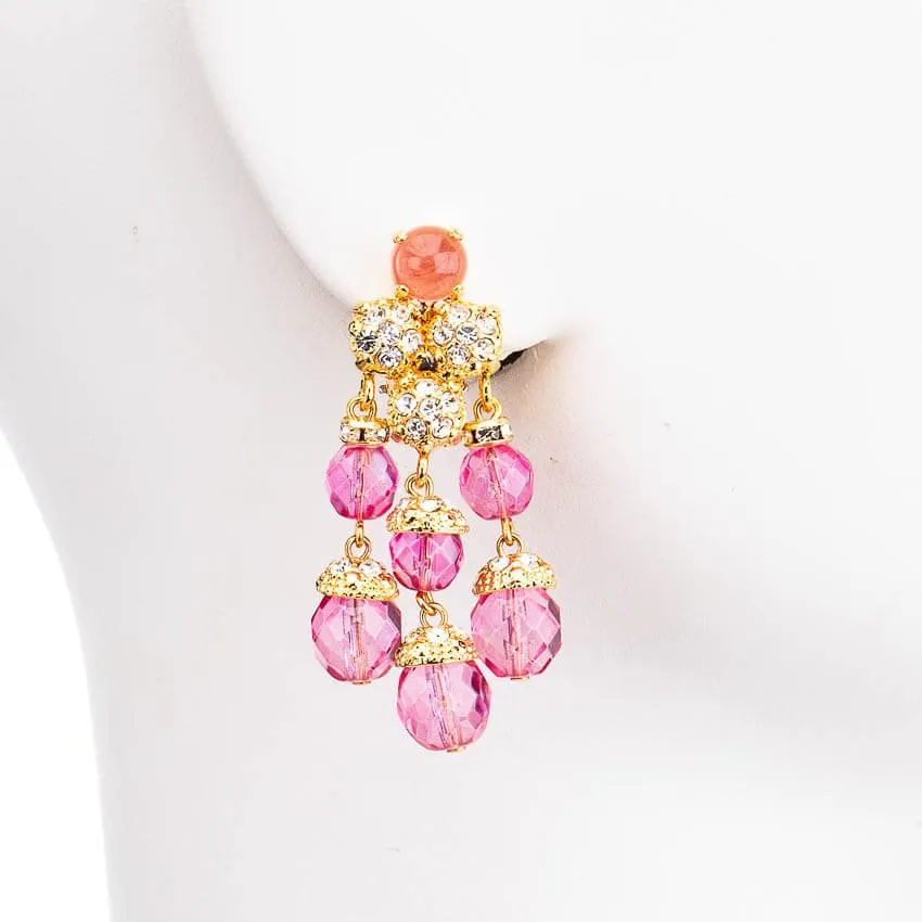 Chic Ad Hoc Orecchini Clip Pendenti Ciuffo Oro Fuxia
