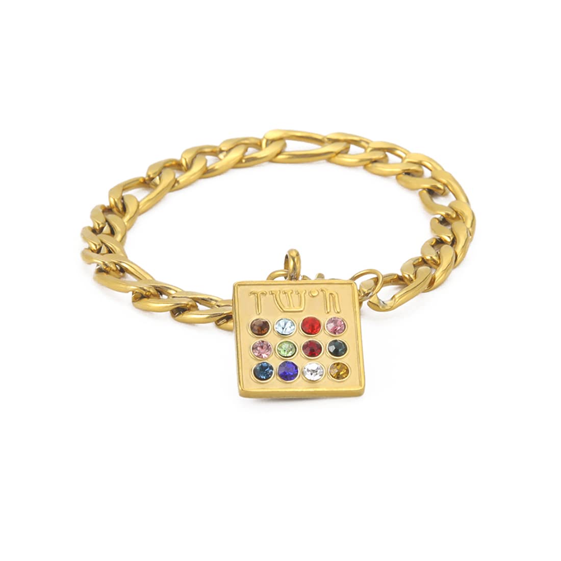 Eueavan Bracelets Bracciale 12 Tribù Ebraico Oro Amuleto Israele