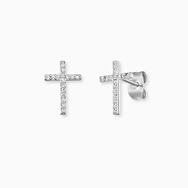 Engelsrufer Orecchini croce argento 925 con zirconia lobo