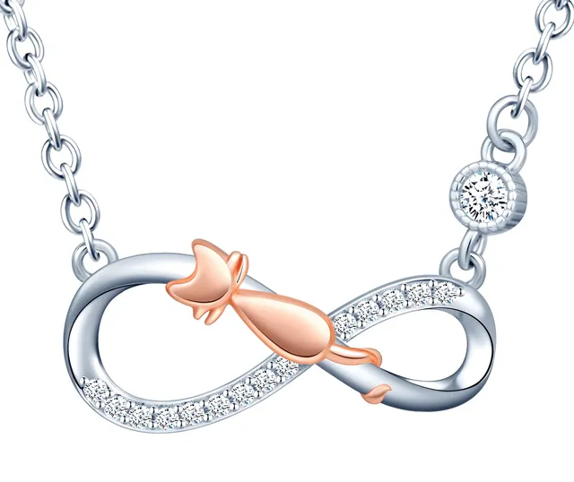 INFINIONLY Fashion Collana Gattino Oro Rosa Argento 925