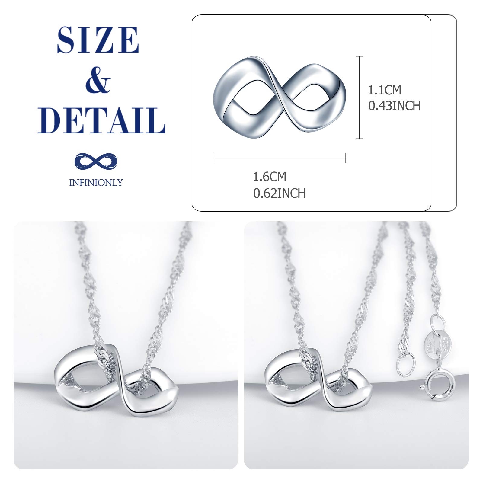 INFINIONLY Fashion Collana argento 925 infinito asimmetrico