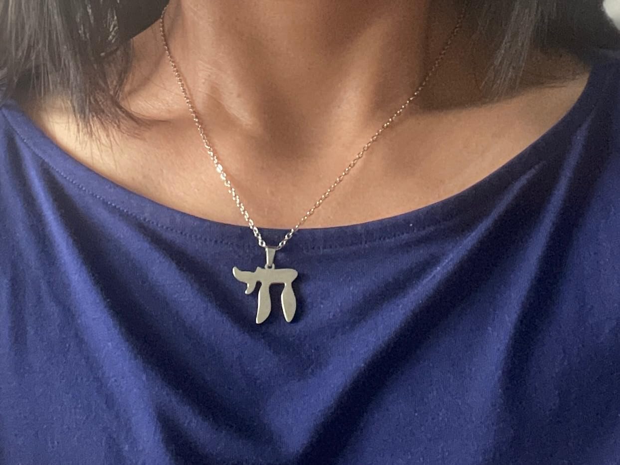 EUEAVAN Necklaces collana chai argento donna simbolo vita