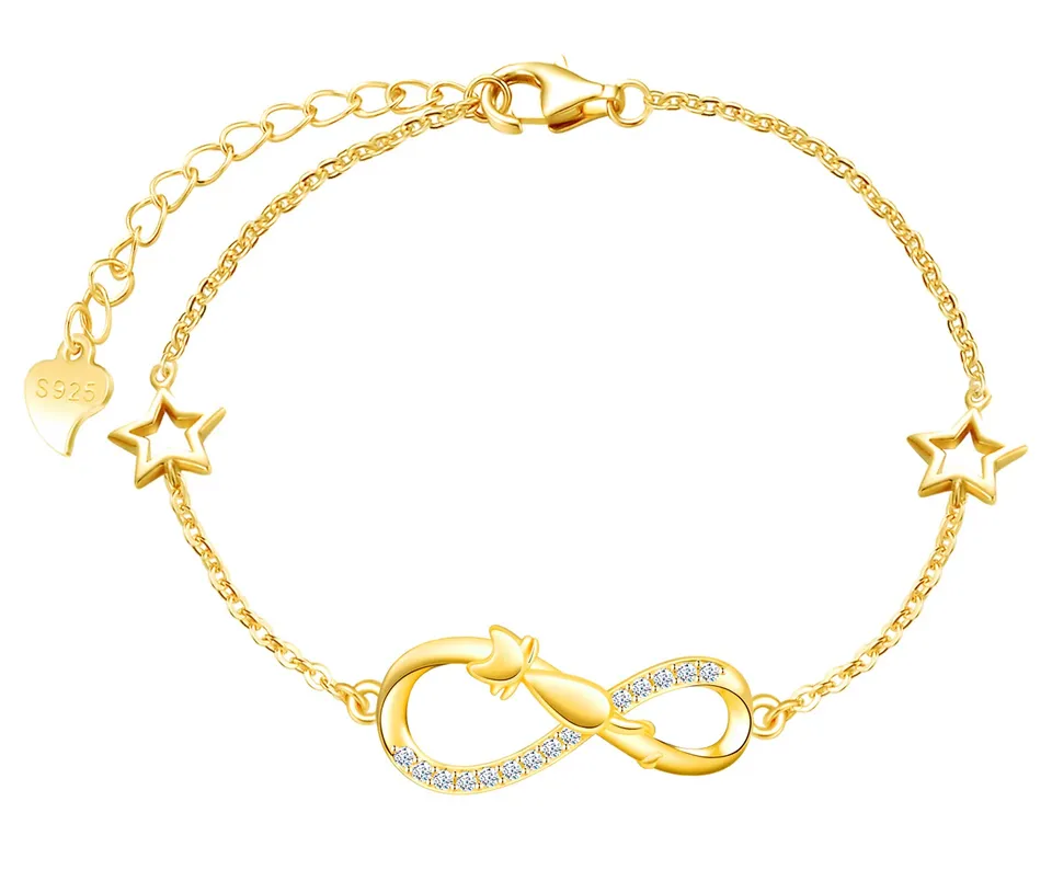INFINIONLY Fashion Bracelets bracciale argento gatto stella