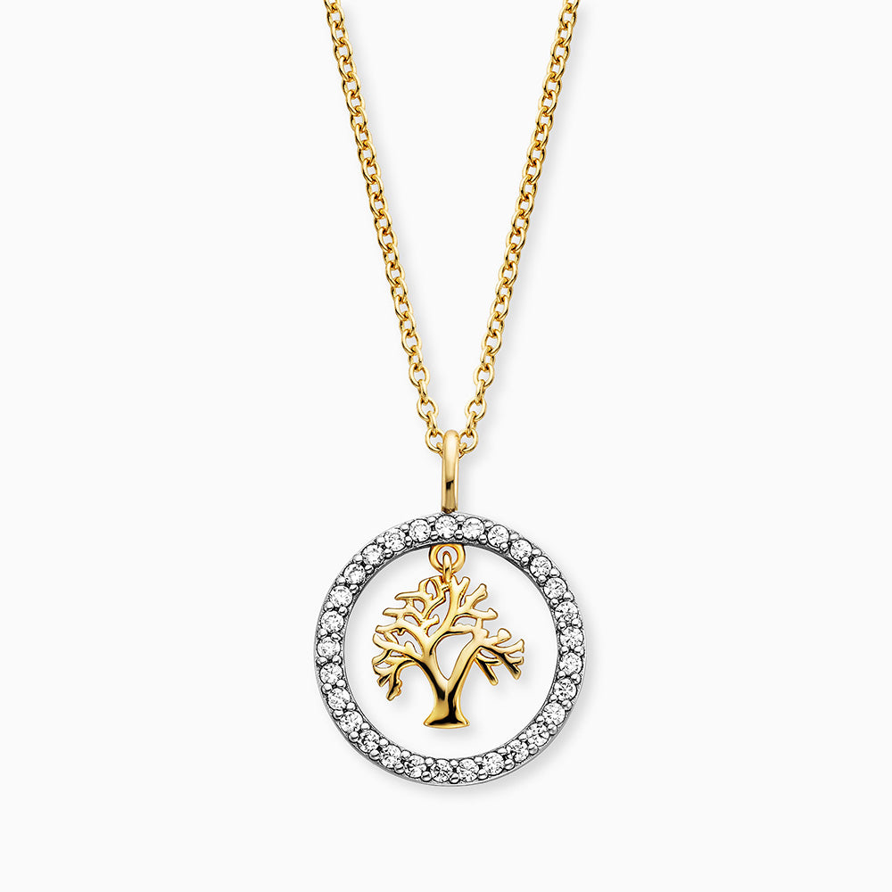 Engelsrufer Lebensbaum collana argento bicolor zirconia