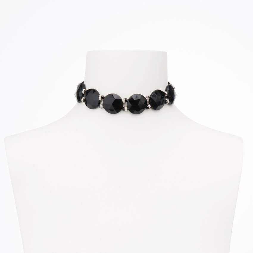 Chic Ad Hoc Collarino Choker Nero e Argento Collana