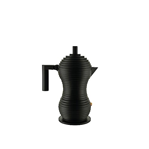 Alessi Pulcina MDL02/3 Moka Alluminio 3 Tazze Nera