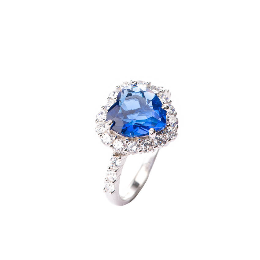 Chic Ad Hoc Anello cuore blu zaffiro zirconi