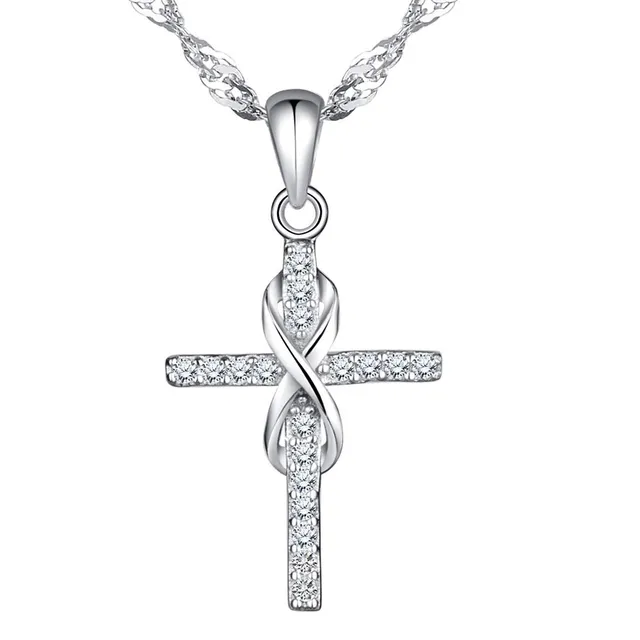 Infinionly Collana Argento 925 Croce Infinito Silver