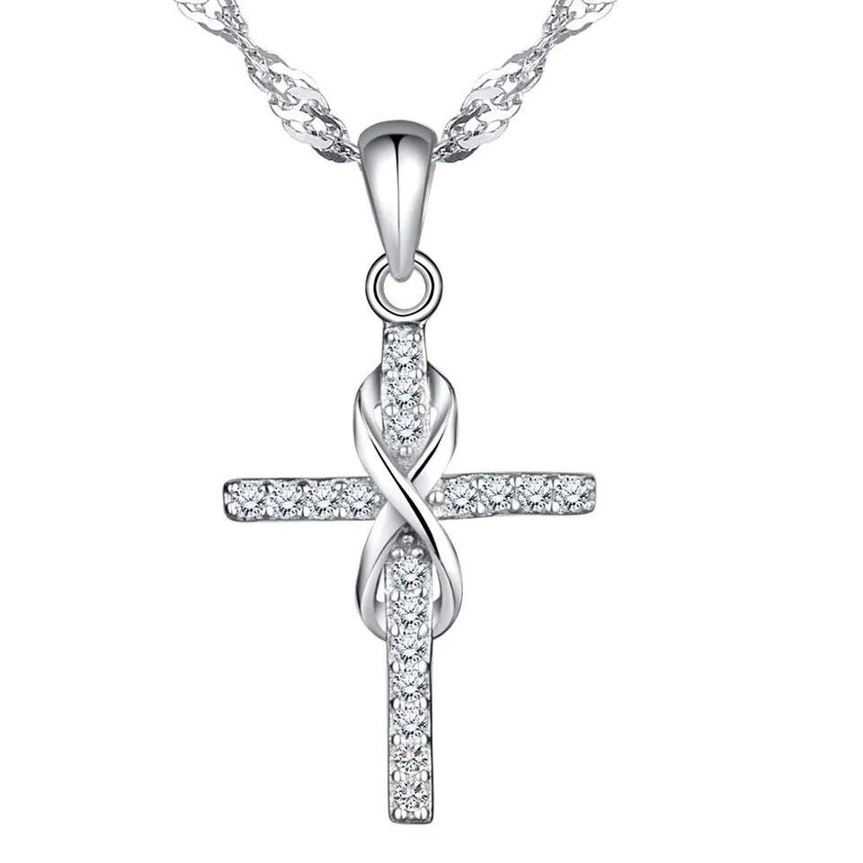 Infinionly Collana Argento 925 Croce Infinito Silver