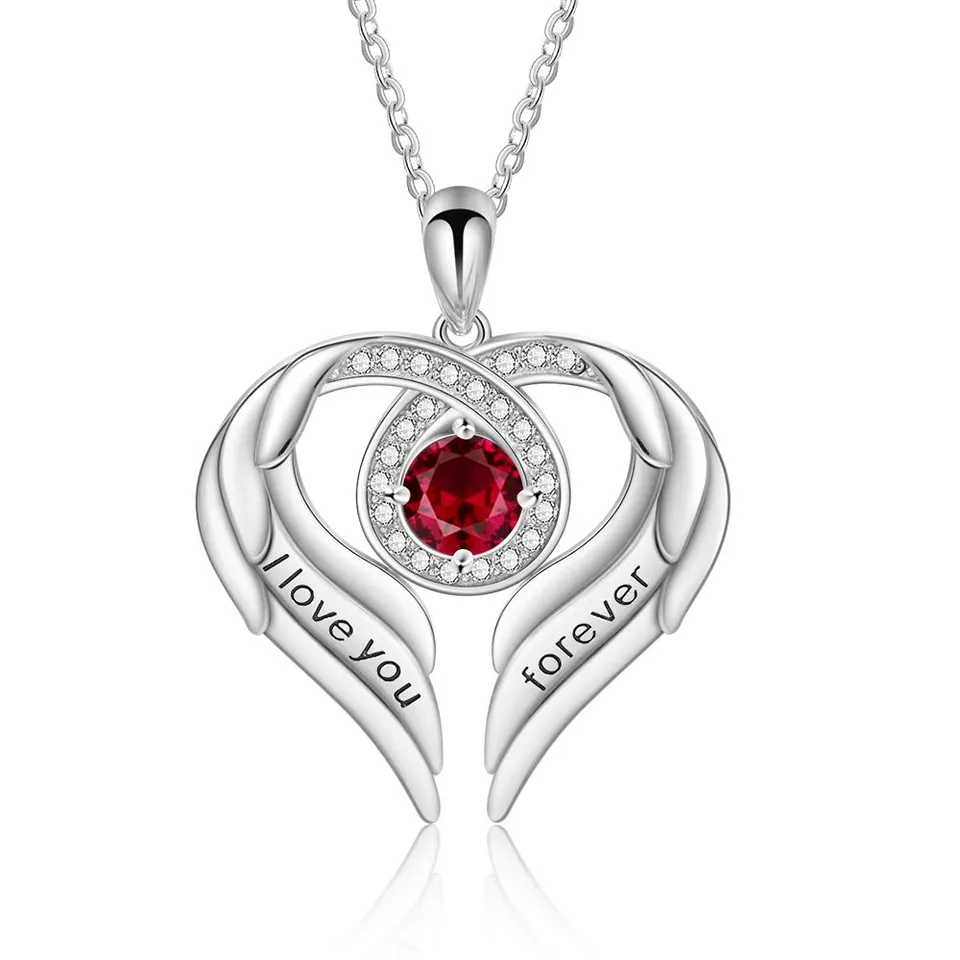 Jessemade Ala collana argento 925 cuore Love You Forever