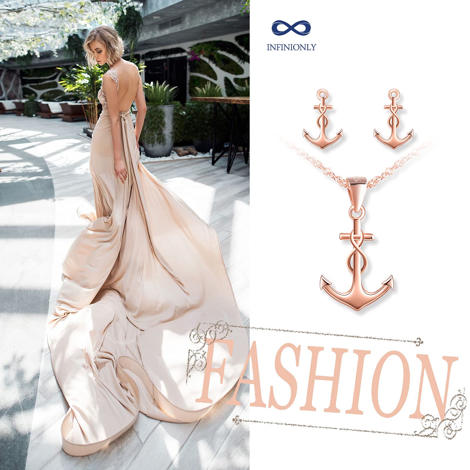 INFINIONLY Fashion D-Sets Parure Gioielli Oro Rosa Infinito
