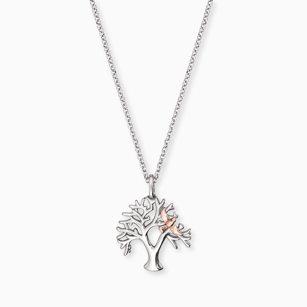Engelsrufer Collana Argento 925 Albero Vita Bicolor con Colomba