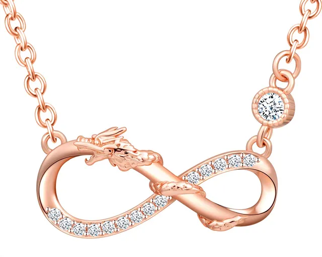 INFINIONLY Fashion Necklaces Rose gold-Necklace collana oro rosa drago