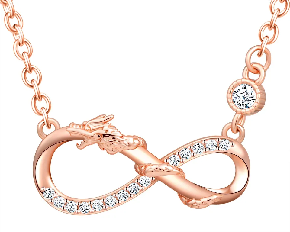 INFINIONLY Fashion Necklaces Rose gold-Necklace collana oro rosa drago