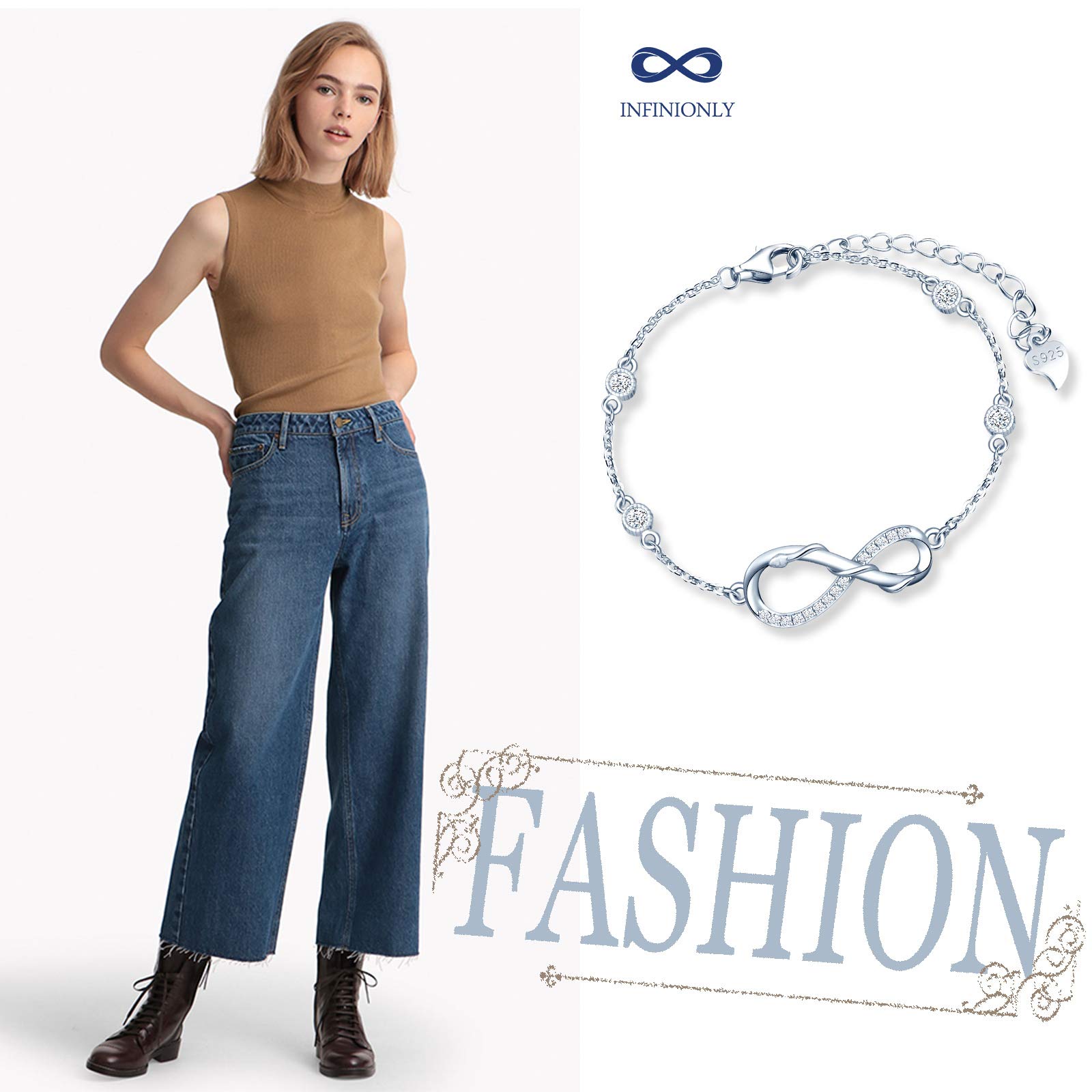 INFINIONLY Fashion Bracelets B-diamante bracciale argento serpente