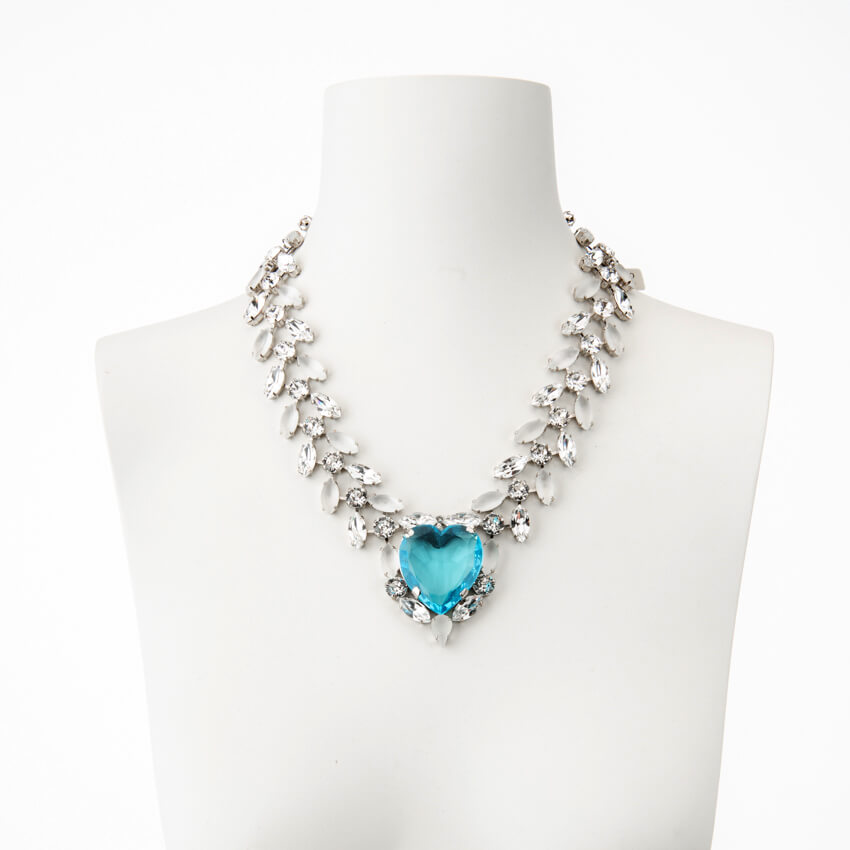 Chic Ad Hoc Collana Girocollo Cuore Titanic acquamarina