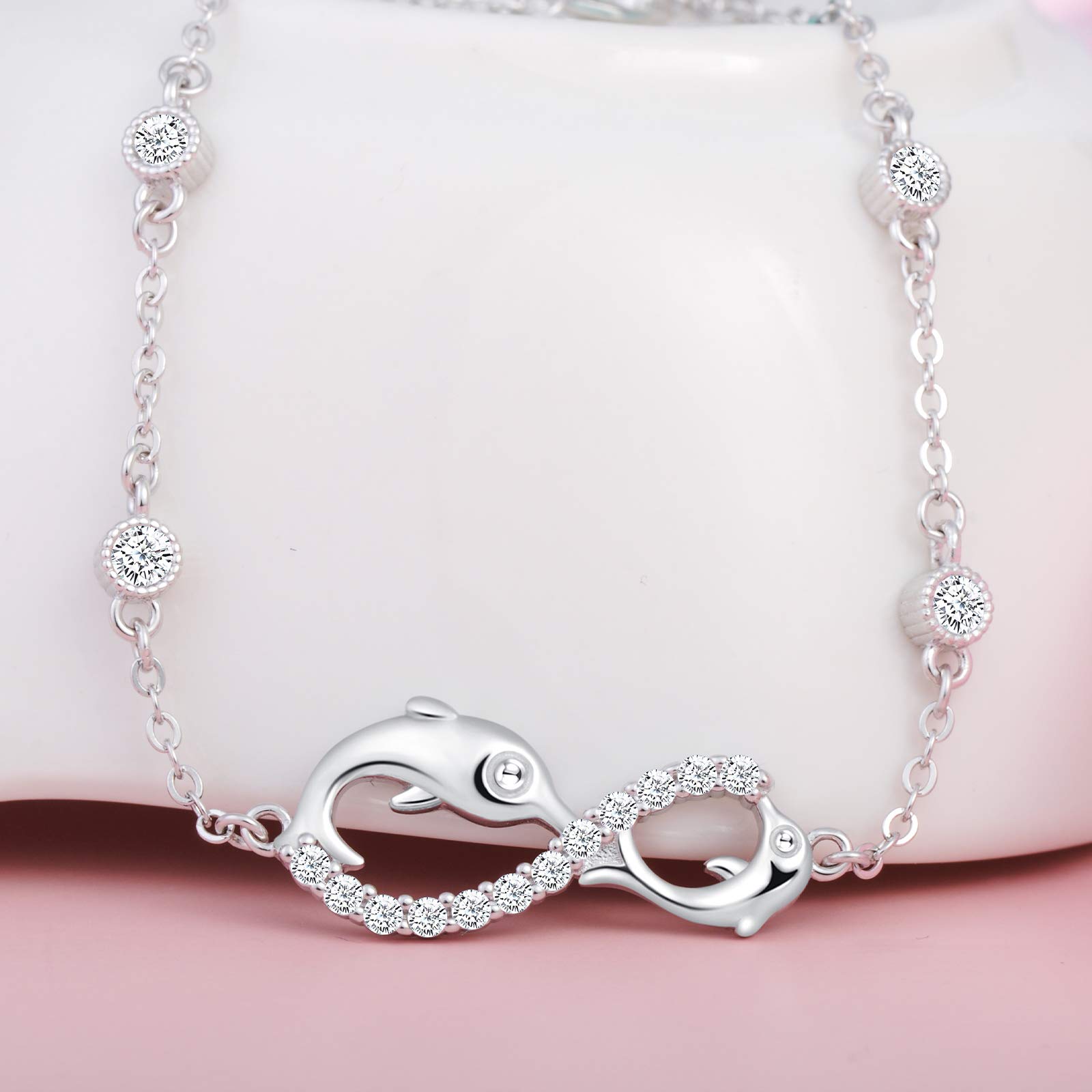 Infinionly B-diamante bracciale argento 925 infinito delfino zircone