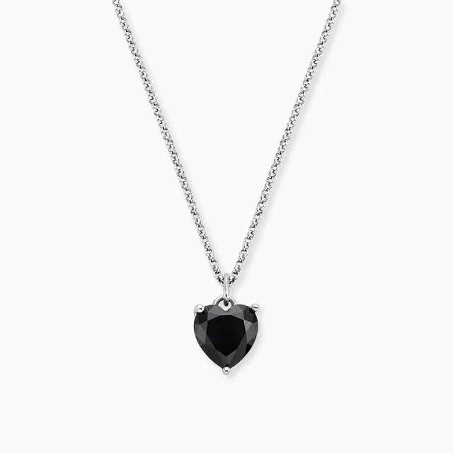 Engelsrufer Shiny Herz collana argento 925 cuore zirconia nera