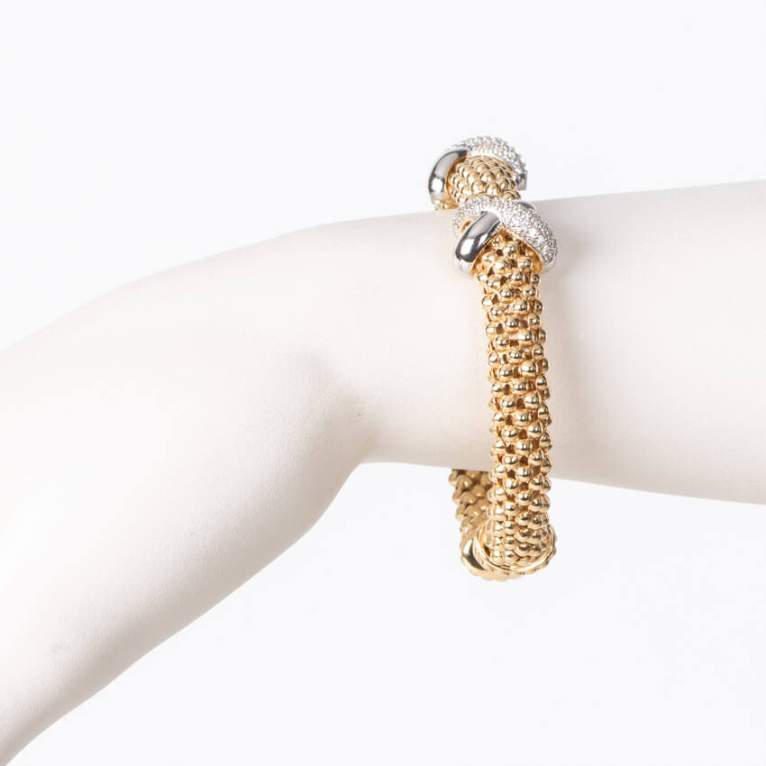 Chic Ad Hoc Bracciali Rigido mesh argento e zirconi