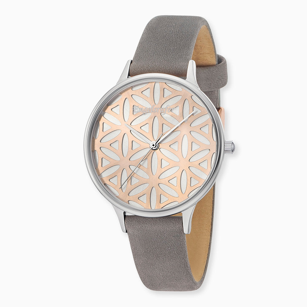 Engelsrufer Uhren Lebensblume Orologio Bicolor Grigio Nubuk