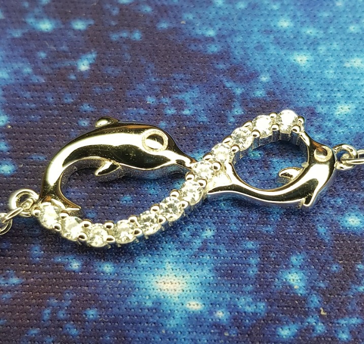 Infinionly B-diamante bracciale argento 925 infinito delfino zircone