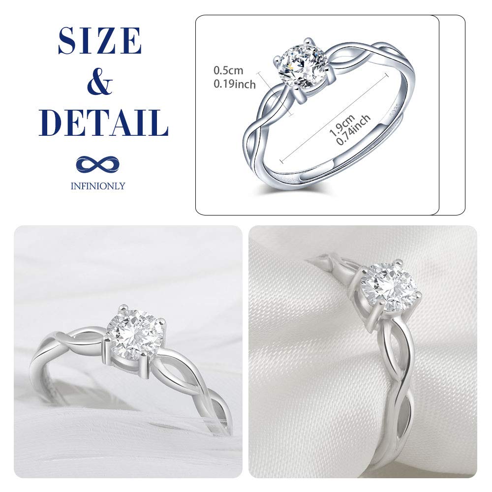 INFINIONLY Fashion Rings anello infinito argento regolabile