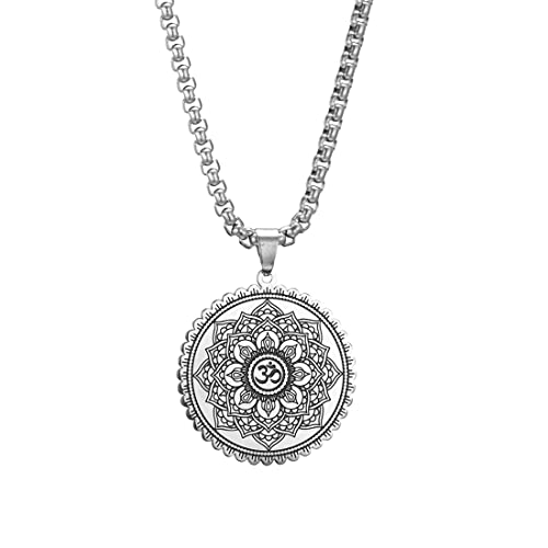 EUEAVAN Necklaces Collana Om Mandala Argento Uomo