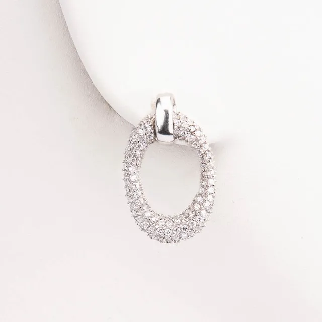 Chic Ad Hoc Orecchini perno argento ovali pave zirconi