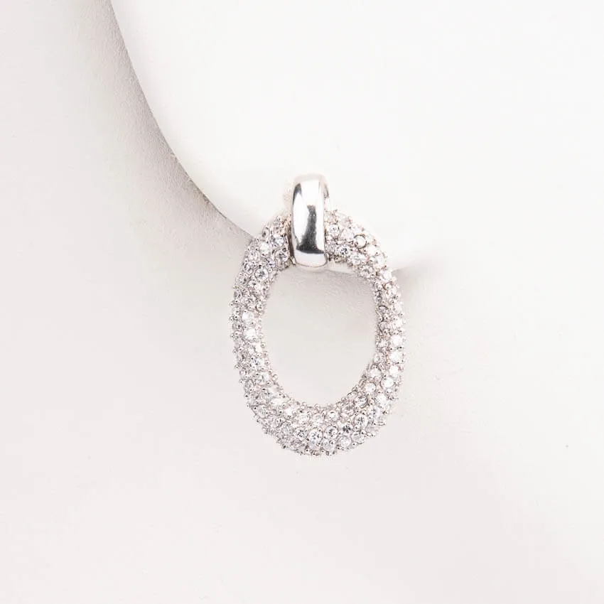 Chic Ad Hoc Orecchini perno argento ovali pave zirconi