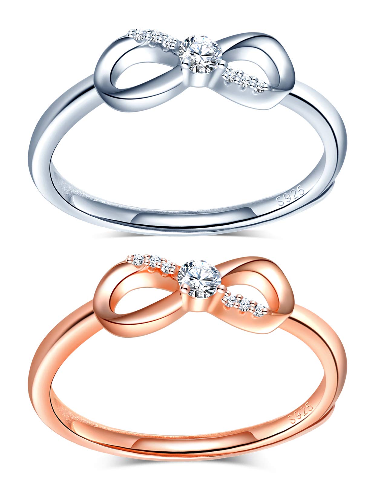 INFINIONLY Fashion Rings anello infinito argento rose gold regolabile