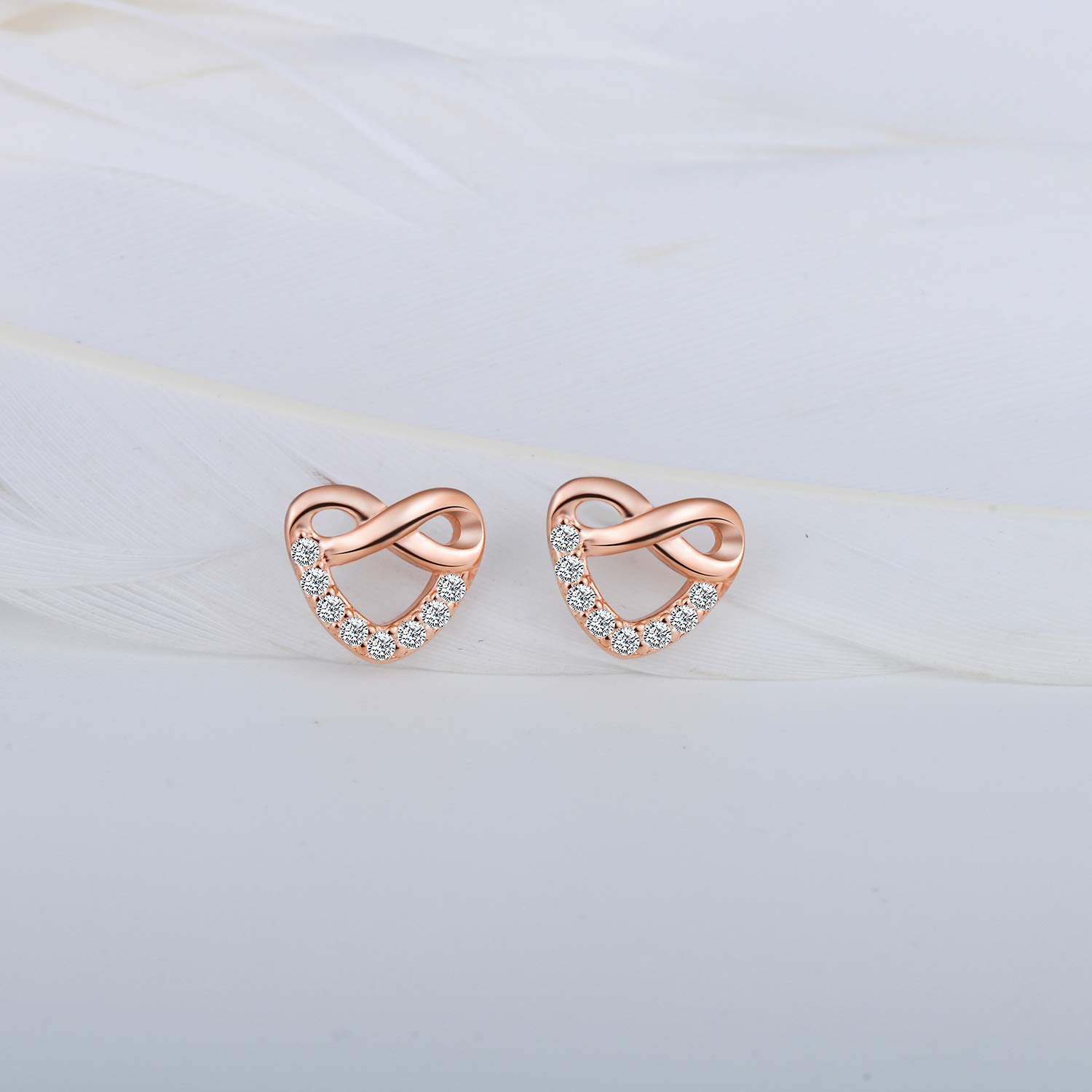 Infinionly Fashion orecchini cuore argento 925 zirconi infinito