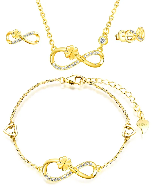 INFINIONLY Fashion Parure C Infinito Trifoglio Argento Oro